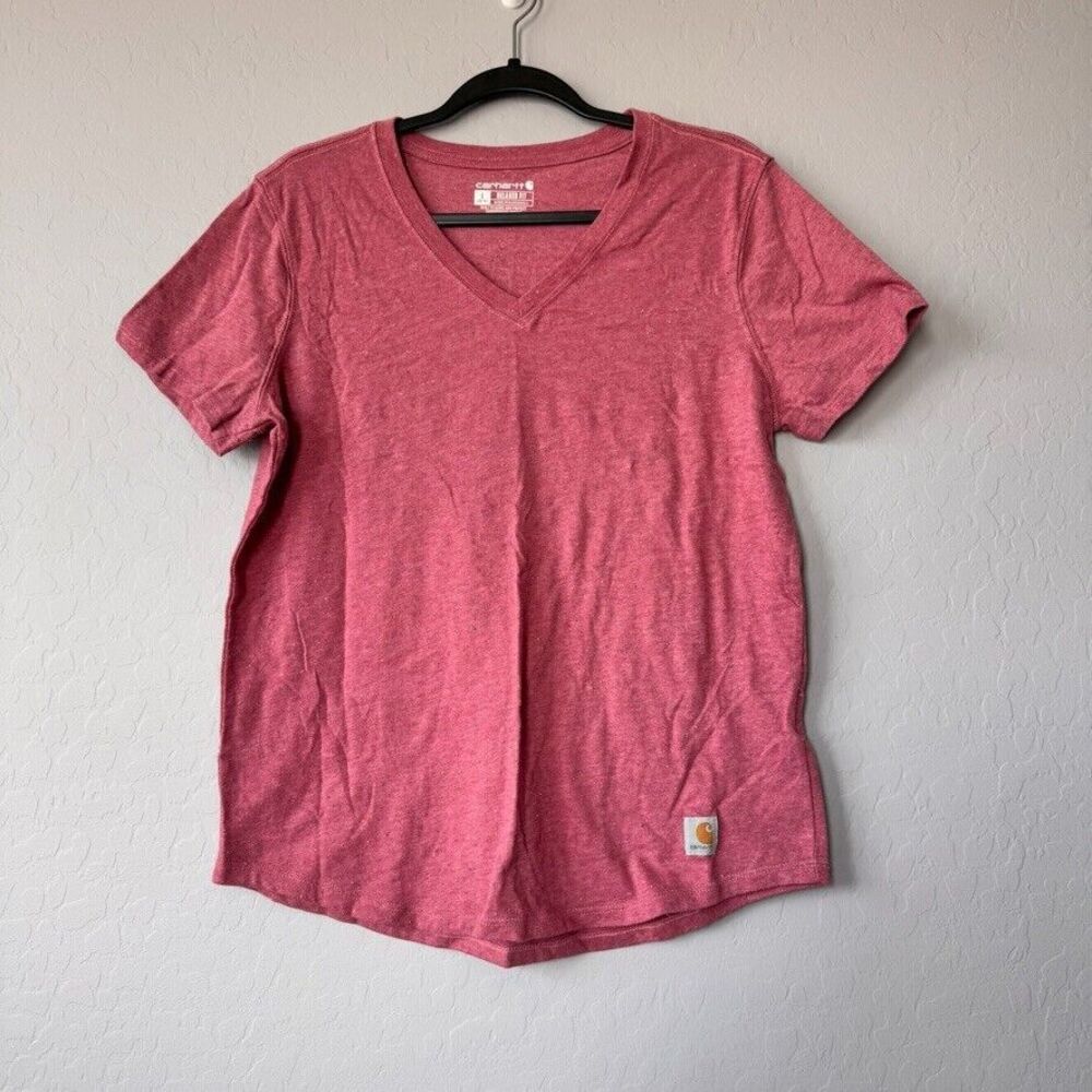 Carhartt Large Pink Confetti VNeck Short Sleeve Tee Shirt - Picture 1 of 5
